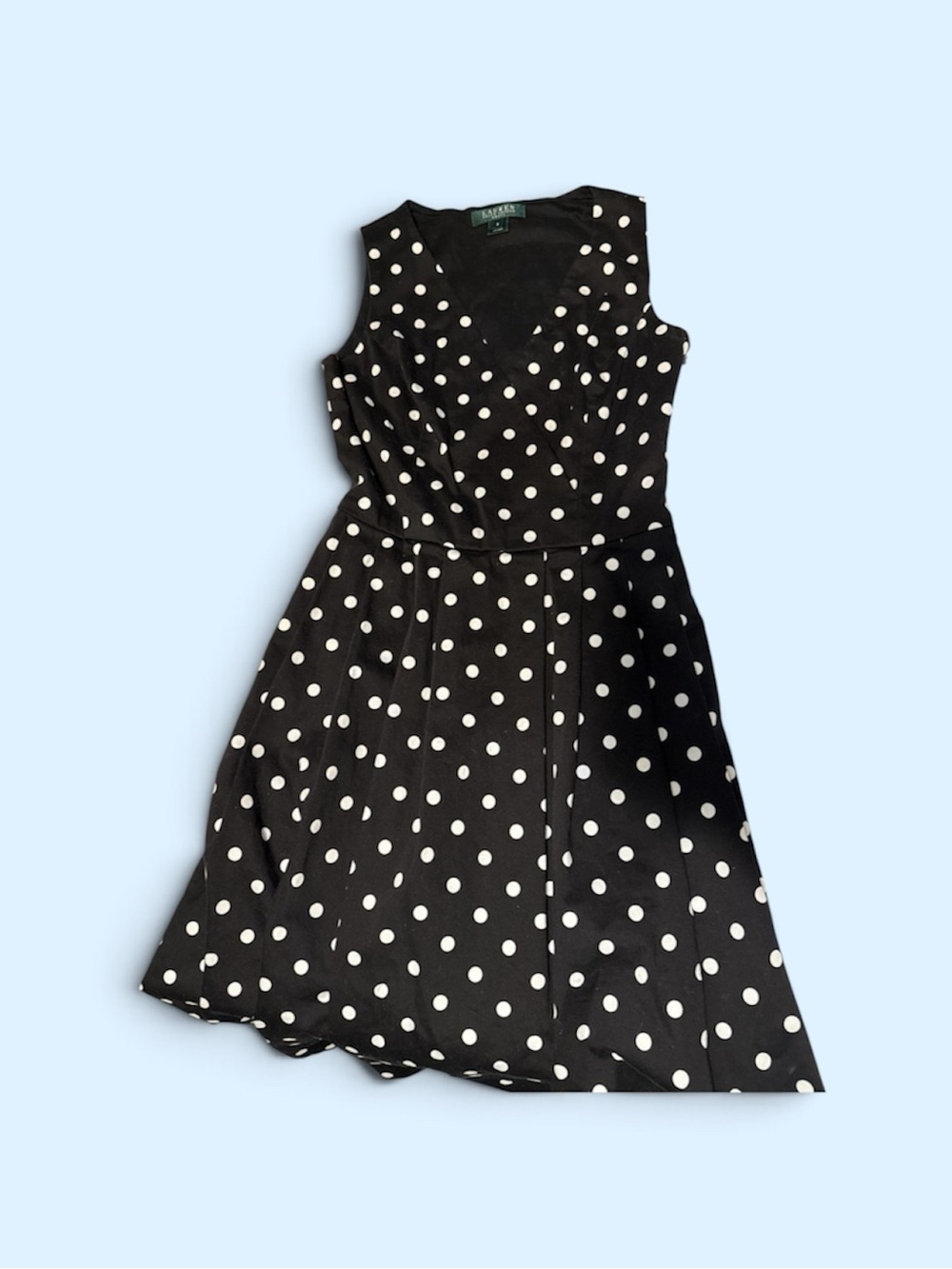 Lauren Ralph Lauren Black and White Polka Dot Sleeveless Midi Dress size 2